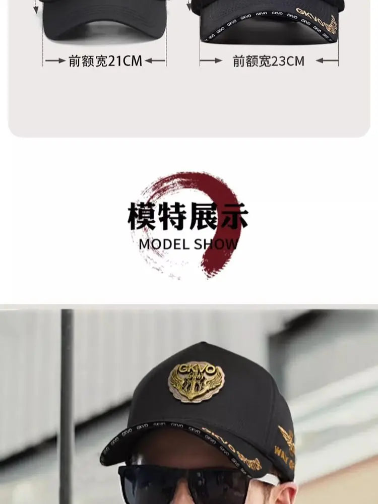 2024 New Four Seasons Tall Crown Men's Big Baseball Cap plus Size Shade Face Hat-Proof Peaked Cap