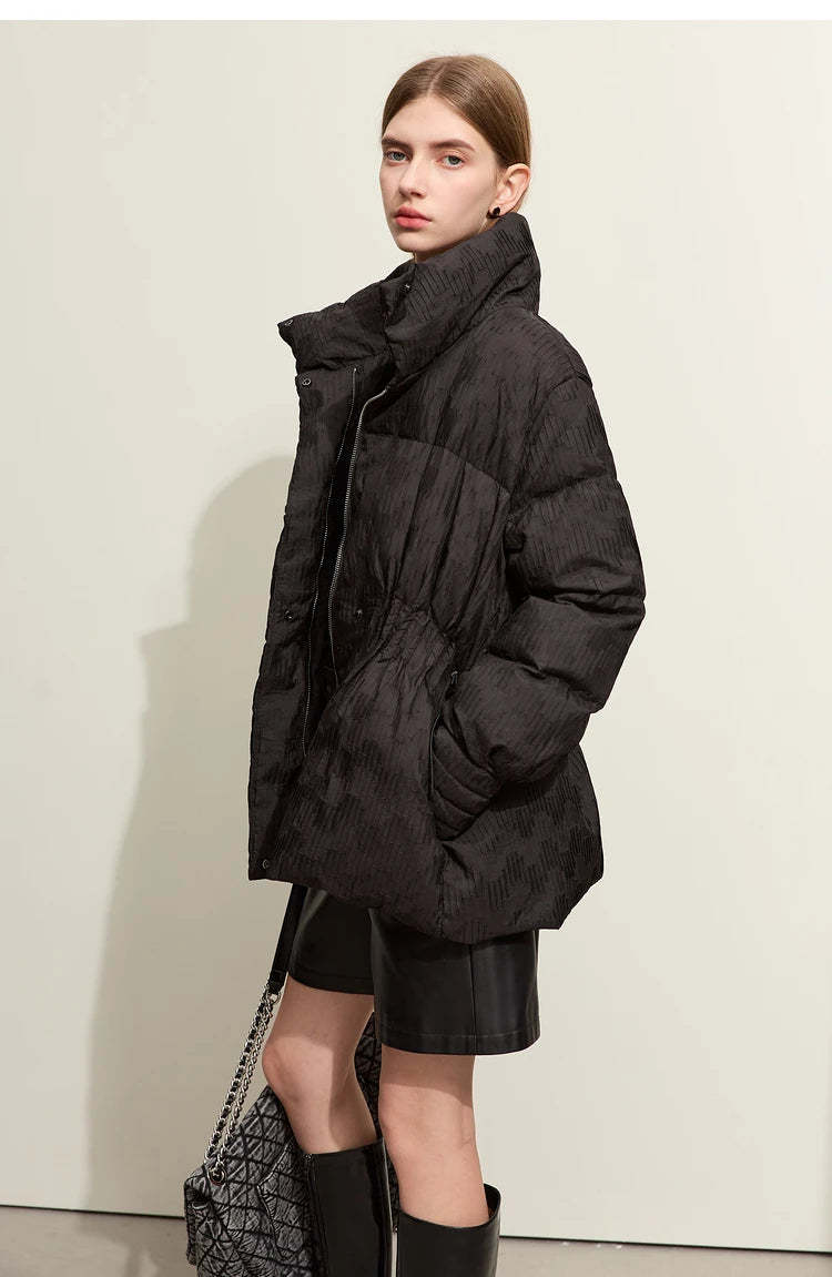 AMII Minimalist Duck Down Puffer Coat Women Winter 2025 Lightweight Stand Collar Lapel Warm Outerwear New Jackets 12344052