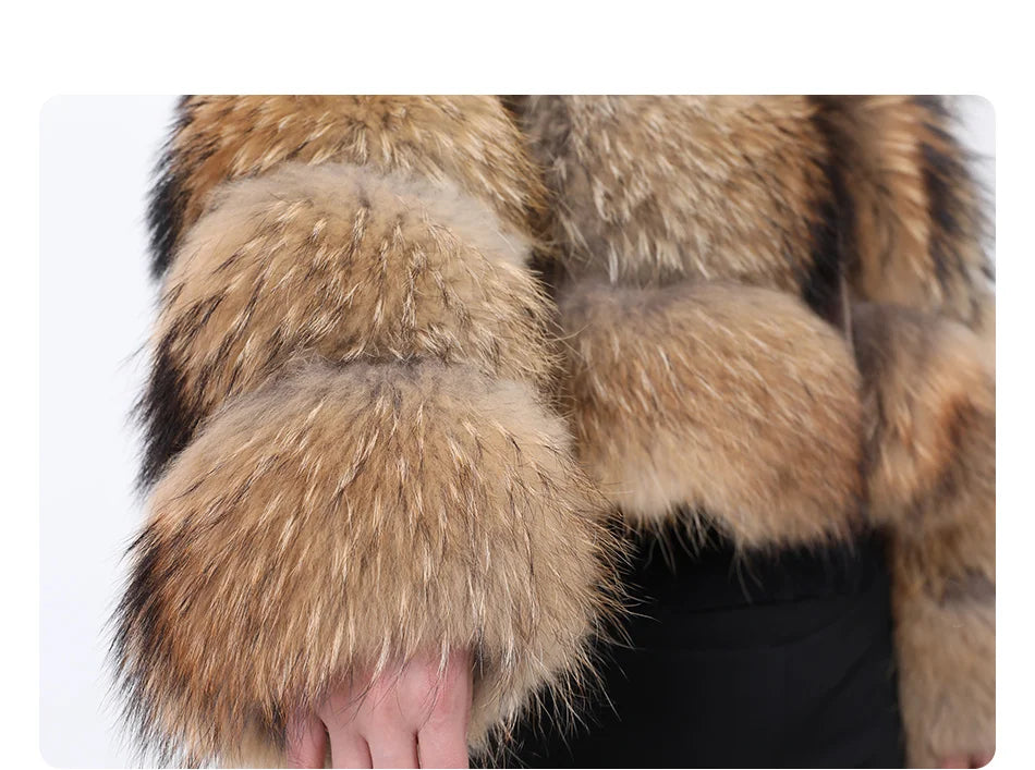 MAOMAOKONG Super Hot Winter Women Luxury Thick Real Raccoon Fur Coat Natural Fox Fur Jacket Plus Size Furry Jackets Female Vest