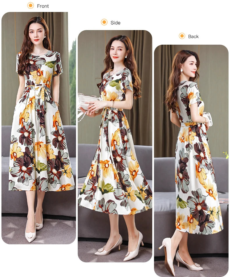 New Fashion Women Summer Dresses Hot Stylish O-Neck Print Floral Bohemian style Casual Loose sleeveless print Long Dress