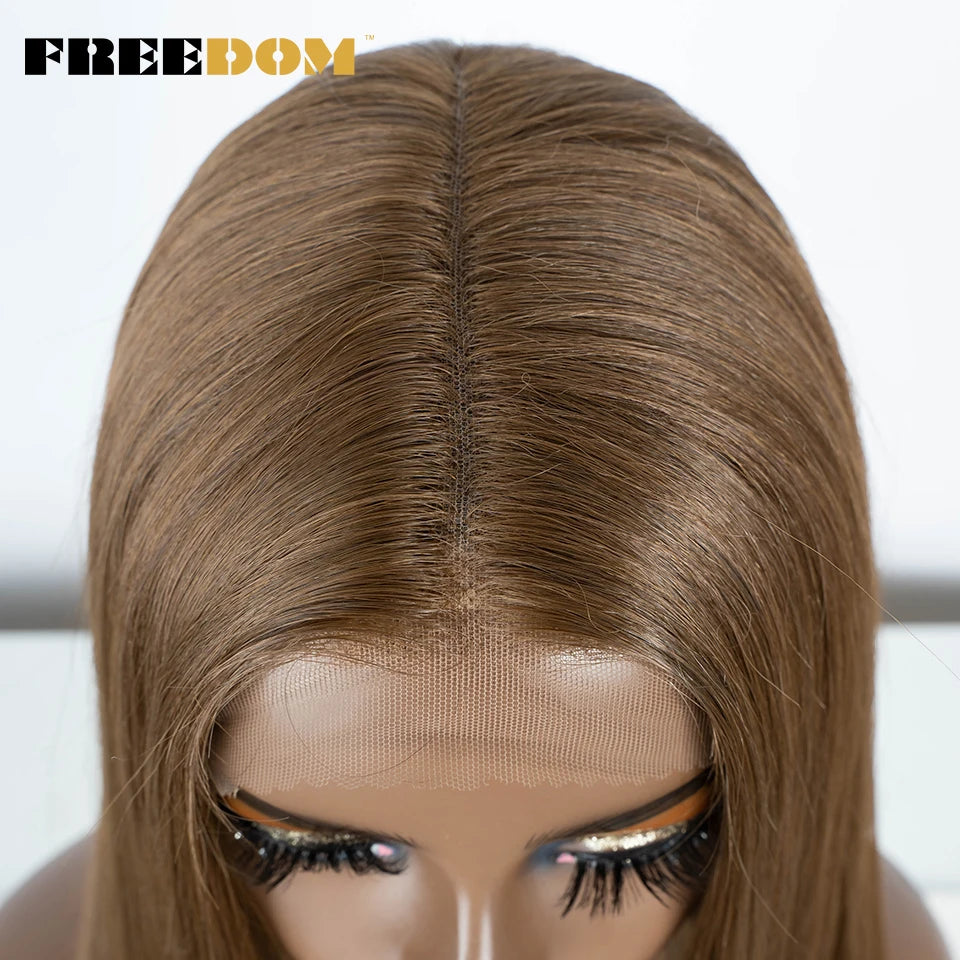 FREEDOM Synthetic Lace Front Wigs For Women Straight Hair Synthetic Lace Wigs 38 Inch Ombre Long Cosplay Wigs Blonde Pink Wig