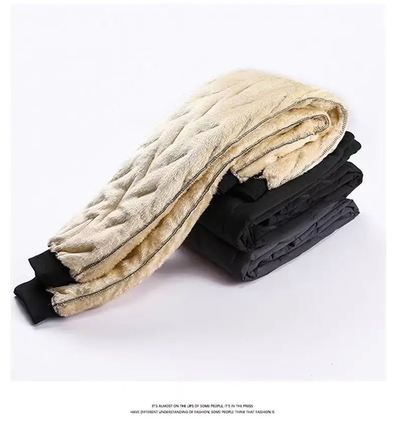 3 Pack Winter Men Plush Thick Fleece Waterproof Pants Windproof Casual Pants Warm Pants Lambswool Thermal Trousers Outerwear