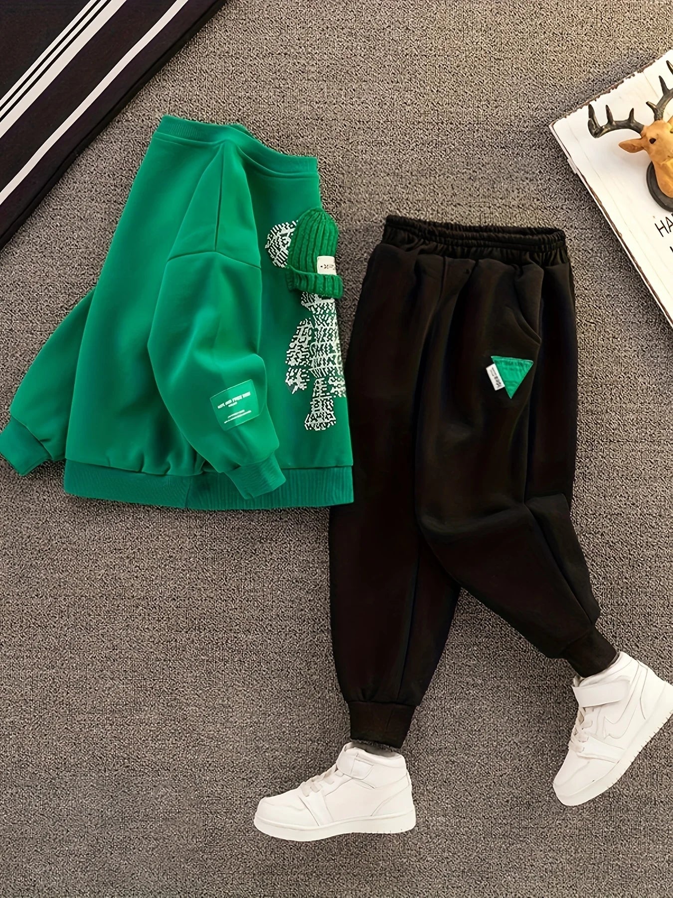 Spring Autumn Kid Clothes Boy Fashion Children's Set Two Pieces Sweatshirt Pant Outfit