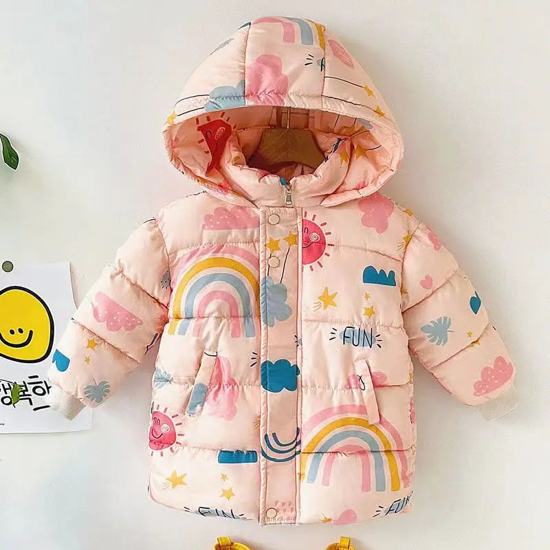New Girls Boys Down Jacket Winter Coats Children Clothes Hooded Windbreaker Coat For Kids 2-7 Years Cotton Warm Outerwear Kids