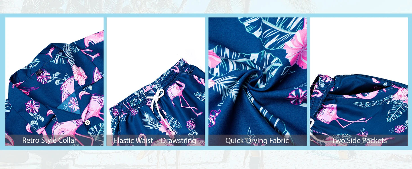 Men's Hawaii Shirt Set Men's 3D Printed Short Sleeve Shirt Shorts Two Piece Summer Beach Lapel Shirt Set Unisex Casual Clothing