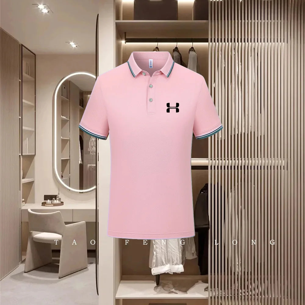 Golf Fashion Colorful Solid Color Collar Knitted Shirt Men's and Women's Casual 2026 Summer Short sleeved Top T-shirt