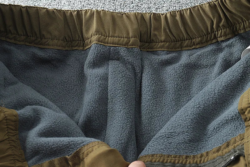 Waterproof Windproof Fleece-Lined Outdoor Pants Men's Straight-Leg Casual Trousers With Multiple Pockets For Winter