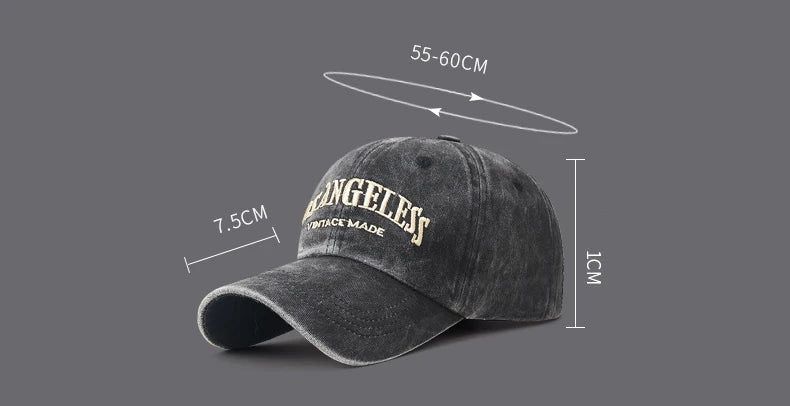 New Soft Top Washed Vintage Coated Cloth Cap Three-Dimensional Embroidery Sunhat Distressed White Casual Baseball Cap