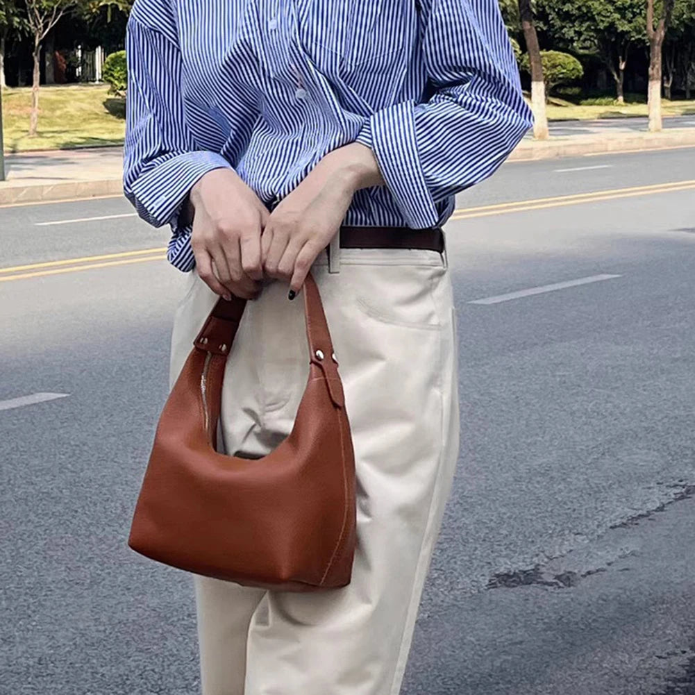 Luxury Design Hobo Handbags for Women 2024 Retro Vegan PU Leather Ladies Clutch Hand Bag Purse Female Small Tote Shoulder Bags