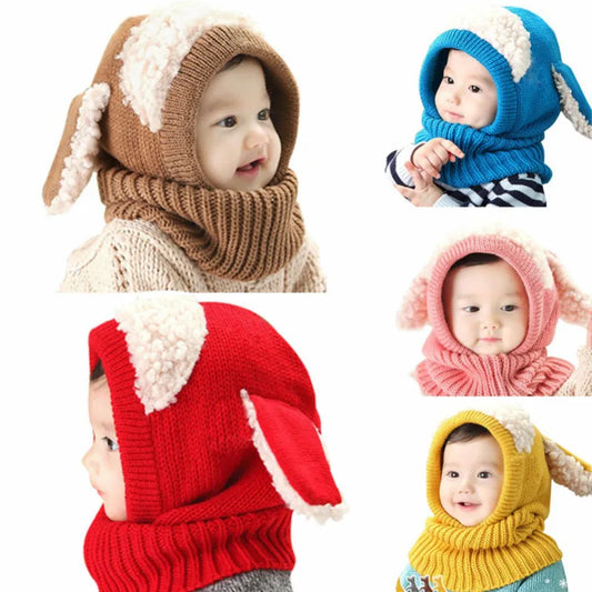 Baby Winter Hat With Scarf Toddler Winter Beanie Warm Hat Hooded Scarf Earflap Knitted Cap Cute Kids Hat Scarf Set
