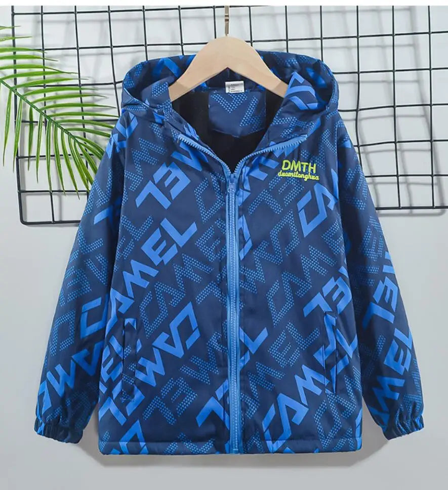 Boys Fashion Outdoor Jacket Thick Winter Waterproof Jackets For Kids Warm Clothes Autumn Boy's Windbreaker Hooded Coat