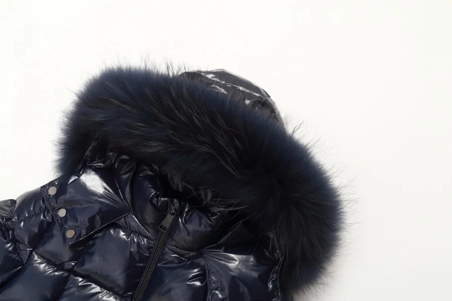 AP 2025 winter children coats waterproof shine fabric and filling  white duck down girls boys outerwear