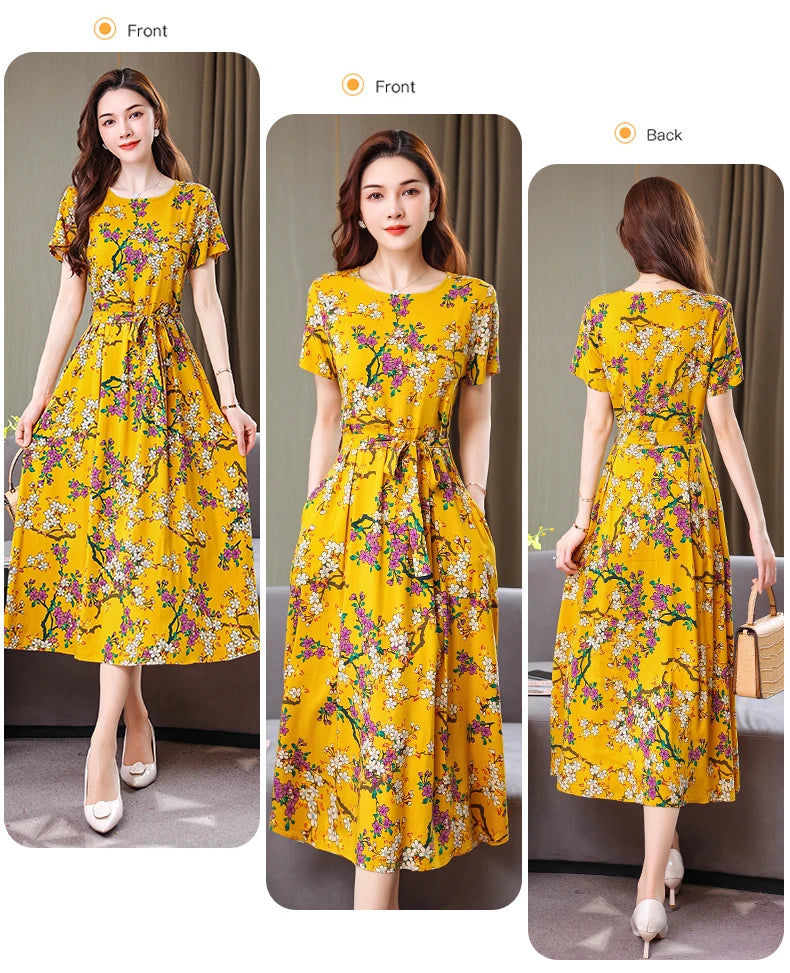 New Fashion Women Summer Dresses Hot Stylish O-Neck Print Floral Bohemian style Casual Loose sleeveless print Long Dress