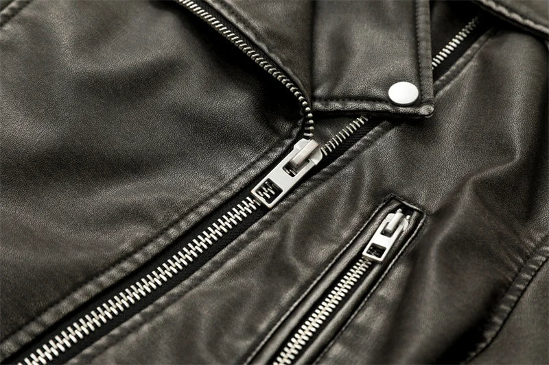 2025New Coal graysty le Women's washed leather jacket with belt, short coat with downgraded zipper and vintage lapel jacket