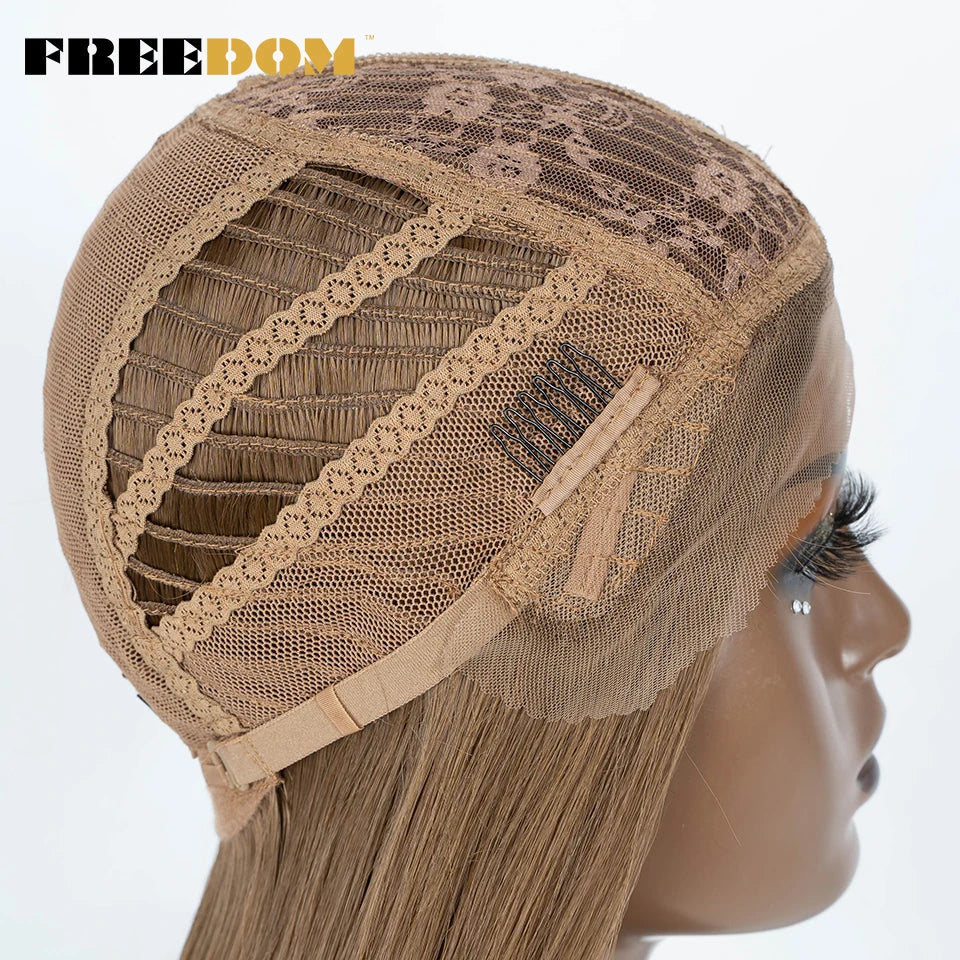 FREEDOM Synthetic Lace Front Wigs For Women Straight Hair Synthetic Lace Wigs 38 Inch Ombre Long Cosplay Wigs Blonde Pink Wig