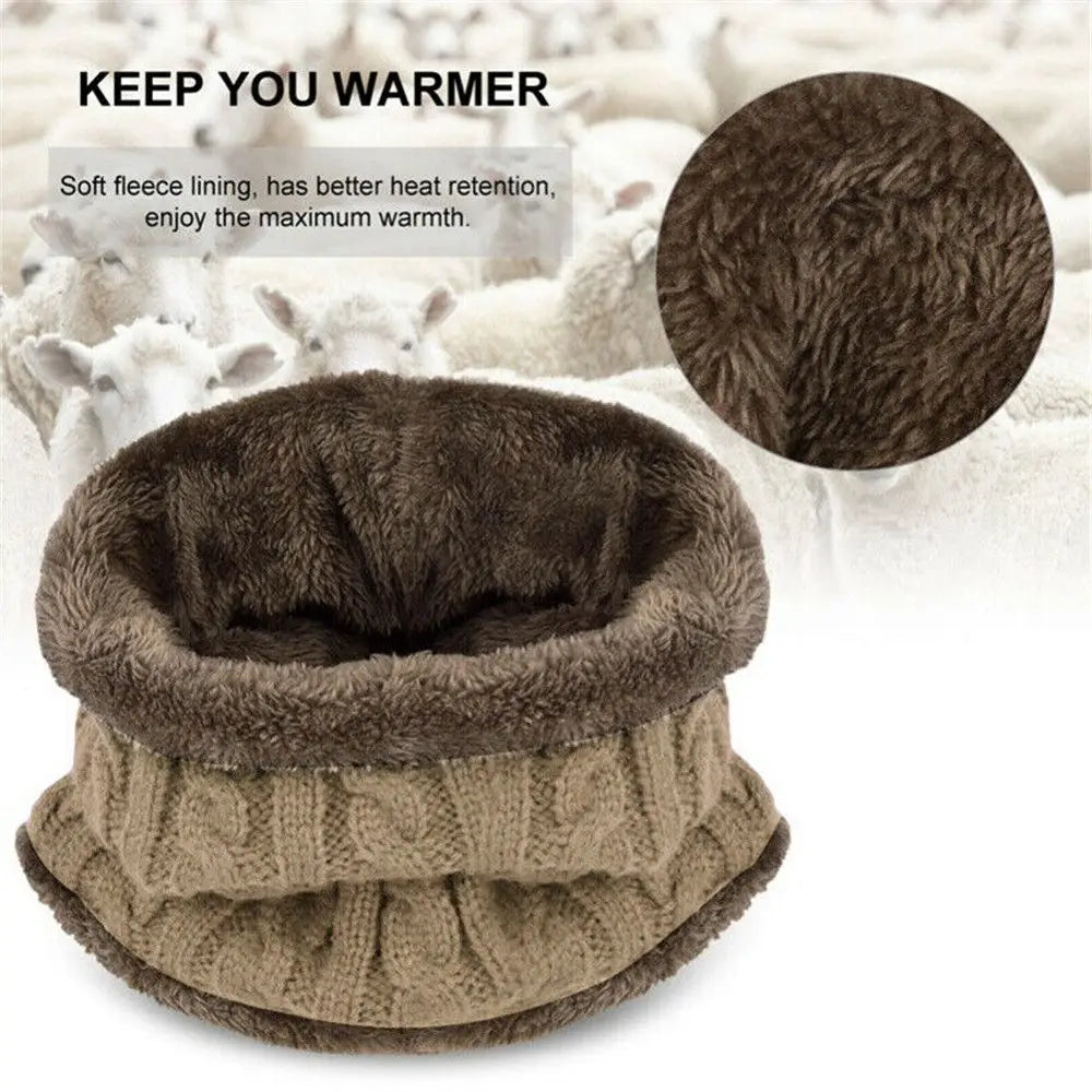 Kids Winter Neck Scarf Cap Set Fashion Beanie Warm Hat Scarf Set Neck Cover Fleece Knitted Thick Ski Cap Warm Balaclava Hat