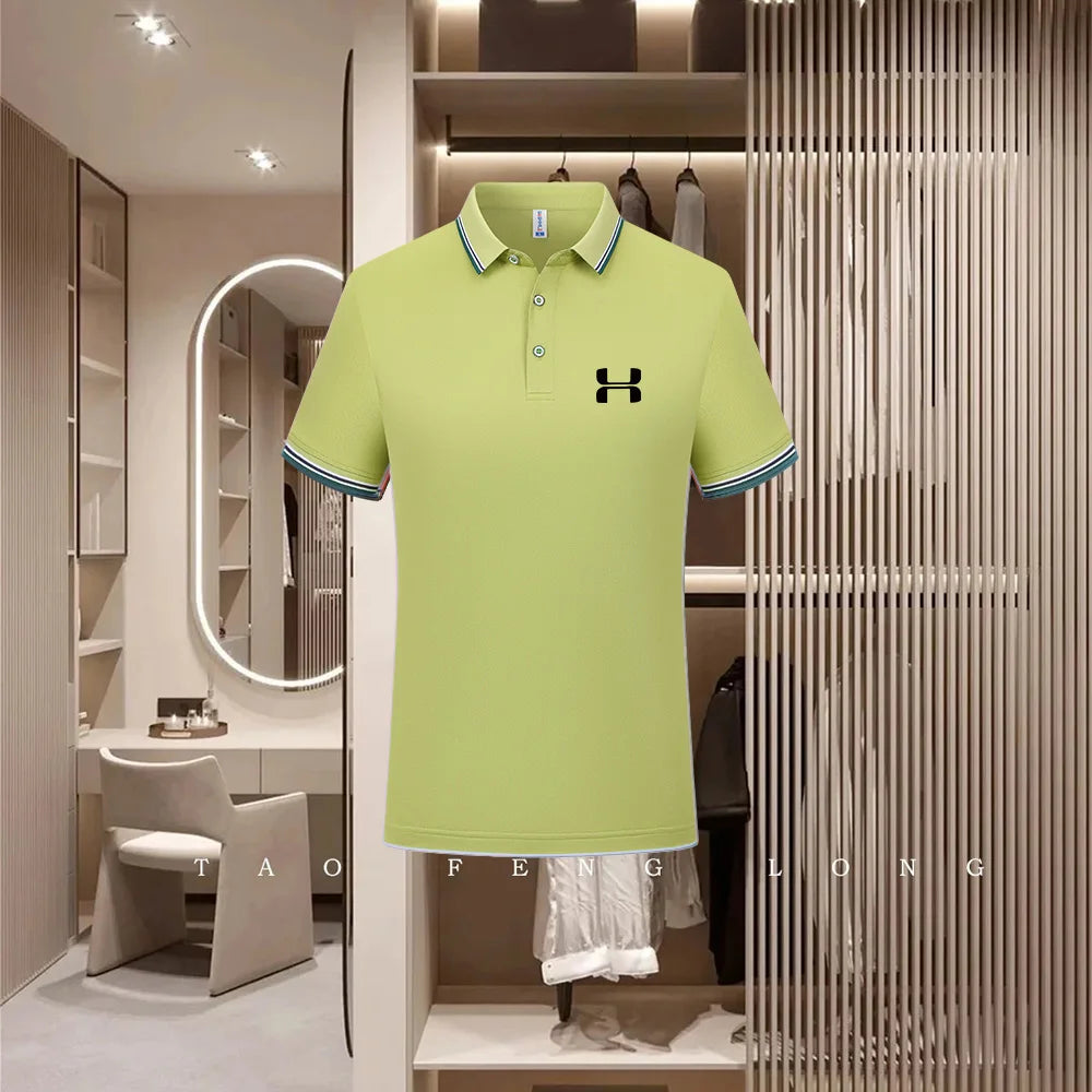 Golf Fashion Colorful Solid Color Collar Knitted Shirt Men's and Women's Casual 2026 Summer Short sleeved Top T-shirt
