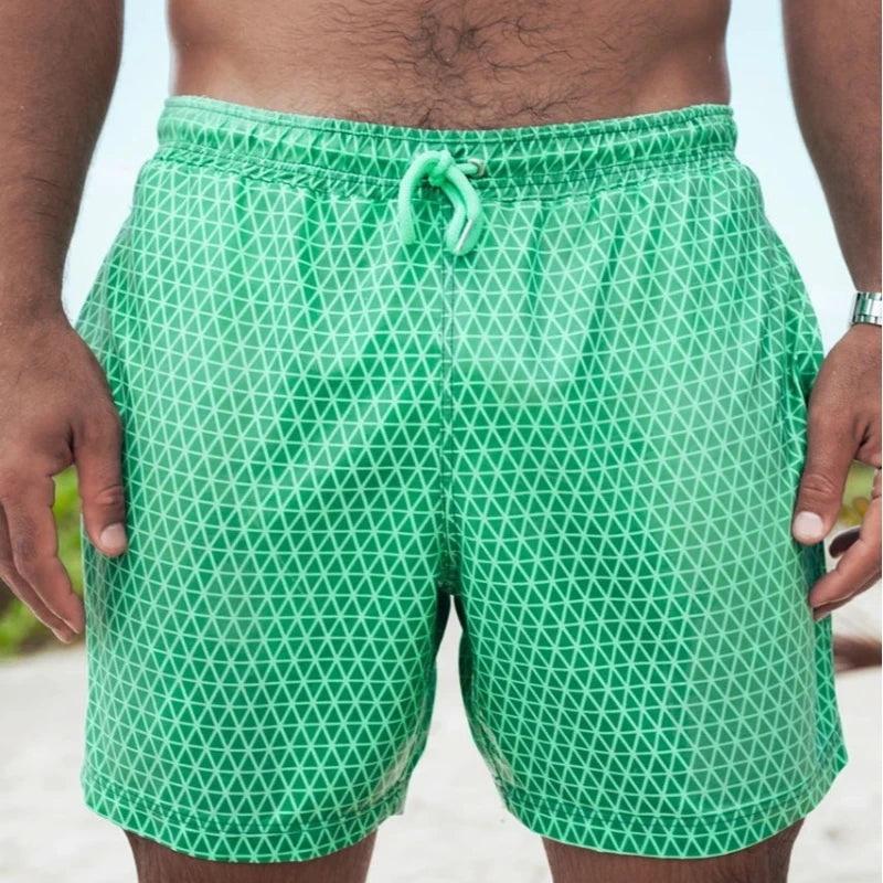Magical Color Changing Board Shorts Men Summer Discoloration Swimming Trunks Swimwear Swim Surf Short Wear Quick Dry Beach Pants