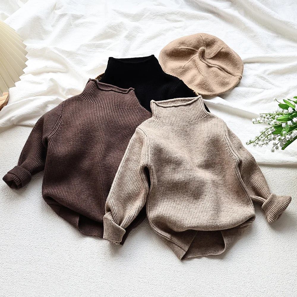 MILANCEL Autumn New Kids Sweaters Turtleneck Boys Pullover Boys Knitwear Girls Base Sweater