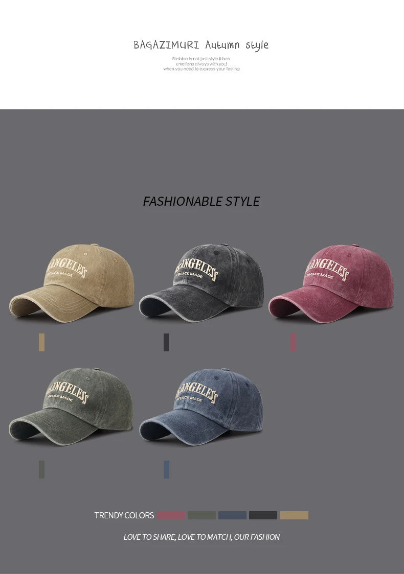 New Soft Top Washed Vintage Coated Cloth Cap Three-Dimensional Embroidery Sunhat Distressed White Casual Baseball Cap