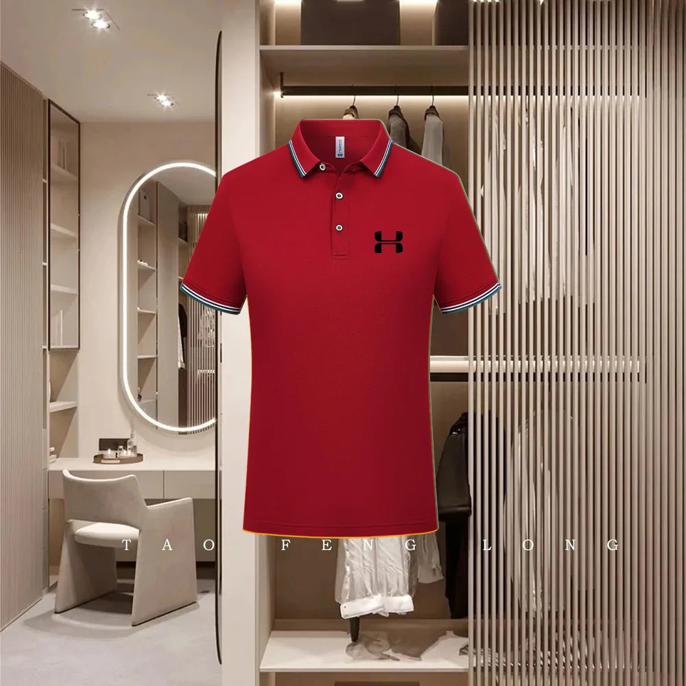 Golf Fashion Colorful Solid Color Collar Knitted Shirt Men's and Women's Casual 2026 Summer Short sleeved Top T-shirt