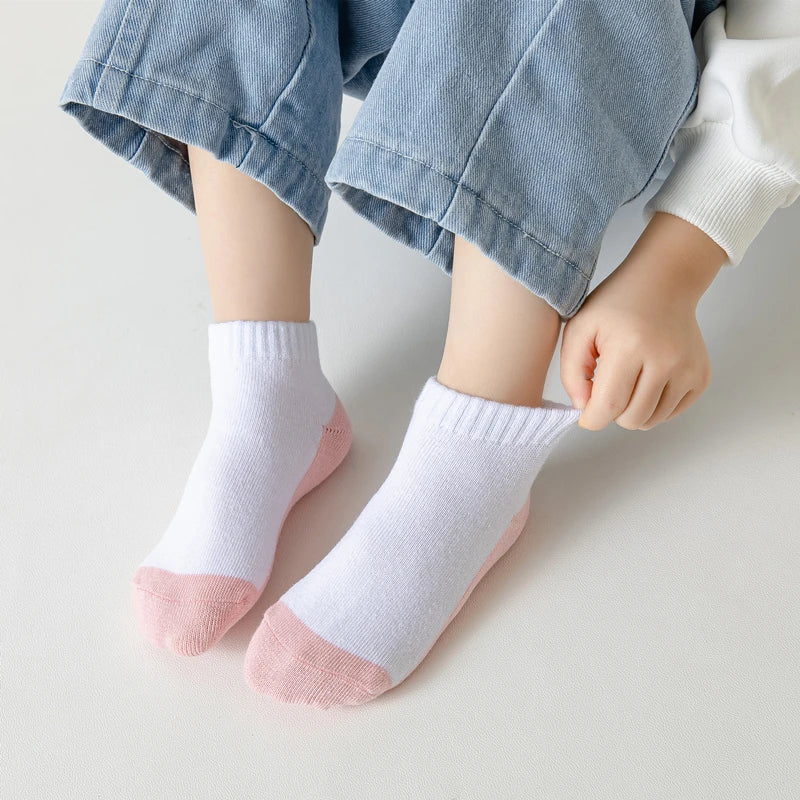 5 Pairs/Lot 2024 New Summer Children Socks Cotton Kids Teen Fashion Black White Gray For 1-12 Years Student Baby Girl Boy Socks