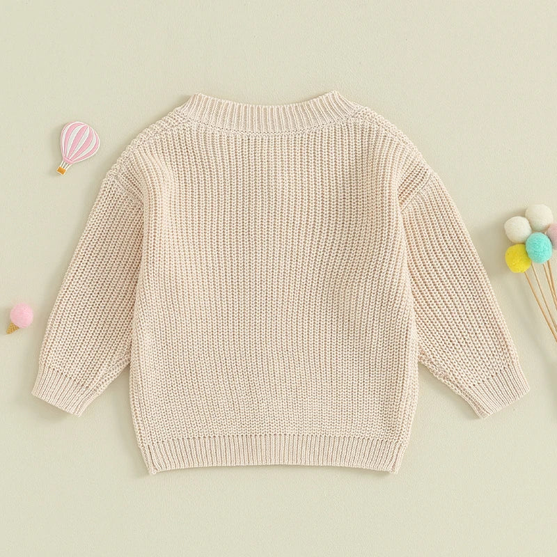 Suefunskry Baby Boys Girls Autumn Winter Knitted Sweater Long Sleeve Solid Color Single-breasted Knitwear Cardigan Jacket