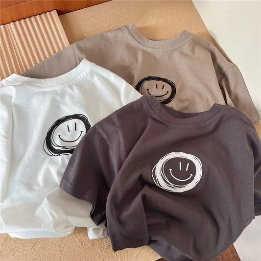 Solid Color Tees Baby Unisex Clothing New Style Simple Fashion Bottoming Shirt Child's Boys Thin Cotton Tshirt Summer Pullovers