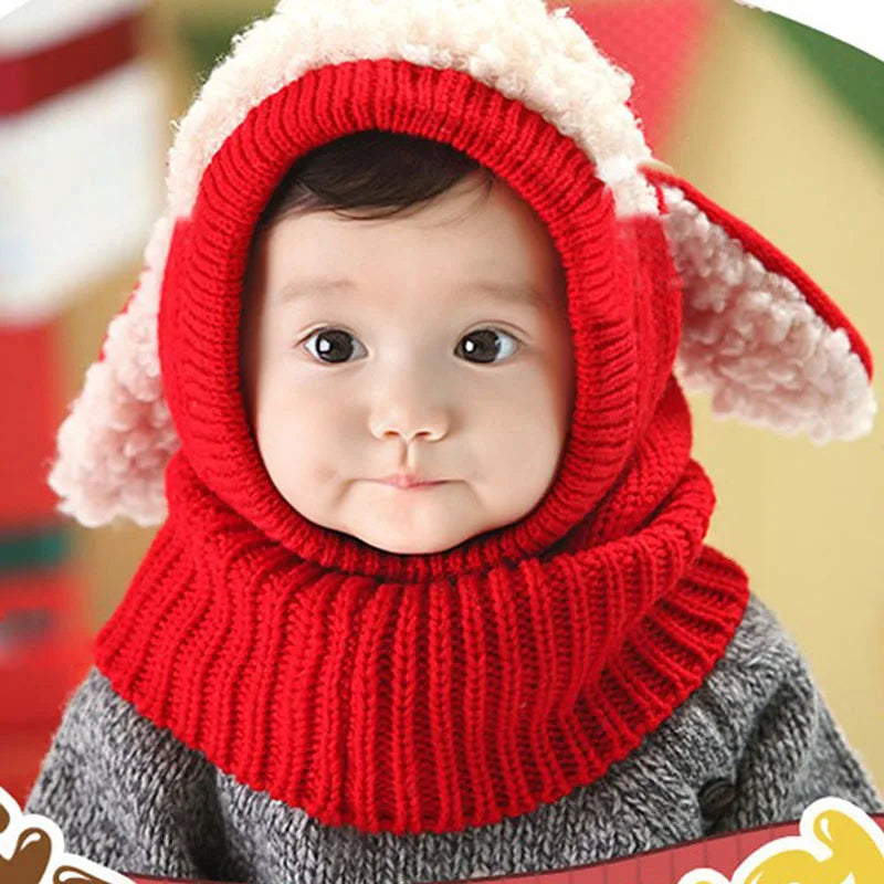 Baby Winter Hat With Scarf Toddler Winter Beanie Warm Hat Hooded Scarf Earflap Knitted Cap Cute Kids Hat Scarf Set