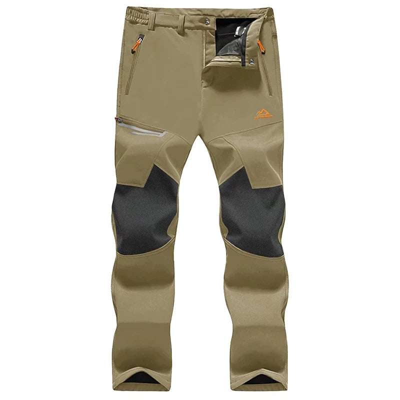 MAGCOMSEN Fleece Pants Men's Snow Ski Pants Windproof Shell Hiking Pants with 4 Zipper Pockets Winter Waterproof Trousers