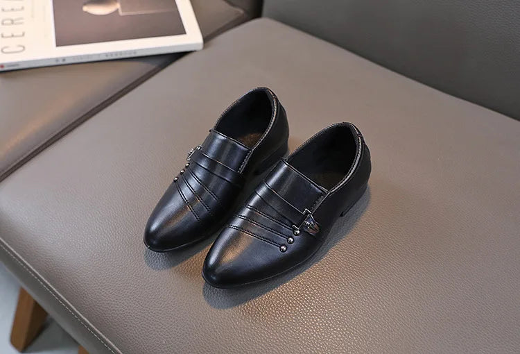 Children's Leather Shoes for Boys Toddler Kids Party Wedding Formal Performance Shoes School All-match Black White Loafers Shoes