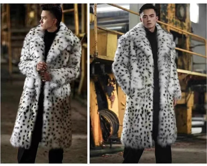 Mauroicardi Winter Chic Long Colorful Thick Warm Soft Hairy Faux Fur Coat Men High Quality Multicolor Fluffy Furry Overcoat 2023