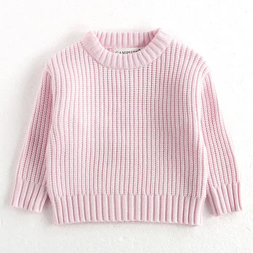 2025 New Spring Baby Girls Sweater Long Sleeved Solid Color Newborn Baby Girls Boys Knitted Pullover Tops 0-6Yrs Kids Sweater