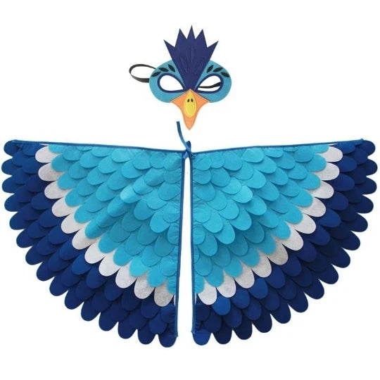 Kids Cosplay Costume Stage Performance Owl Peacock Wings Bird Felt Cape with Mask for Girls Boys Halloween Party Cloak