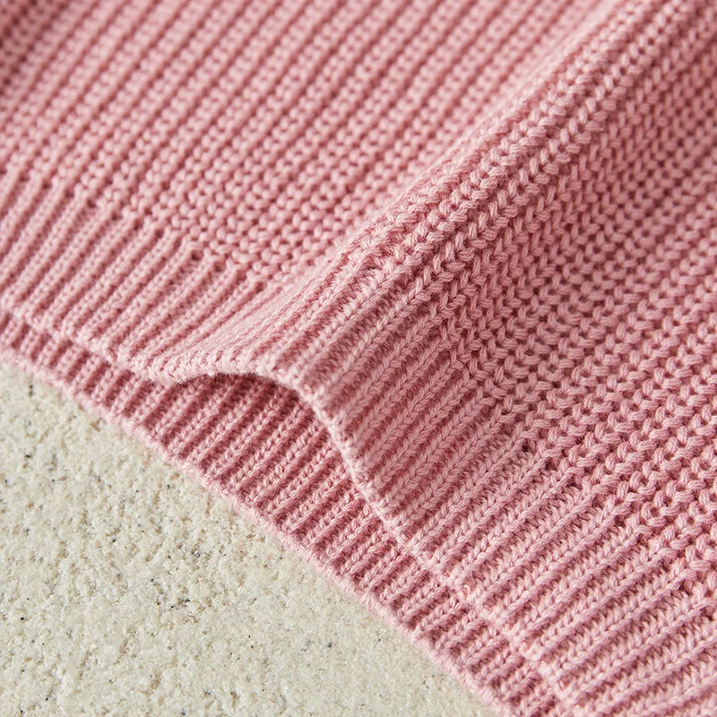 Suefunskry Newborn Baby Girl Boy Knitted Long Sleeve Autumn Winter Sweater Solid Loose Pullover Casual Tops Kids Clothes 3M-5Y