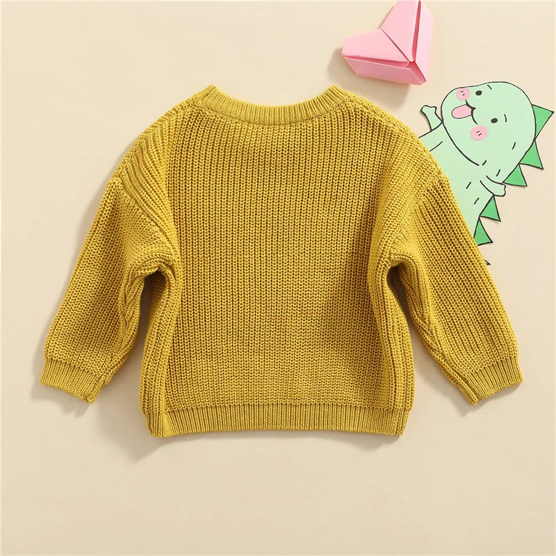 Suefunskry Newborn Baby Girl Boy Knitted Long Sleeve Autumn Winter Sweater Solid Loose Pullover Casual Tops Kids Clothes 3M-5Y