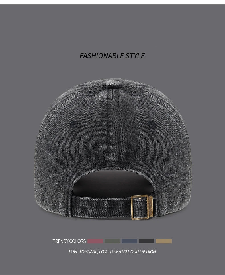New Soft Top Washed Vintage Coated Cloth Cap Three-Dimensional Embroidery Sunhat Distressed White Casual Baseball Cap