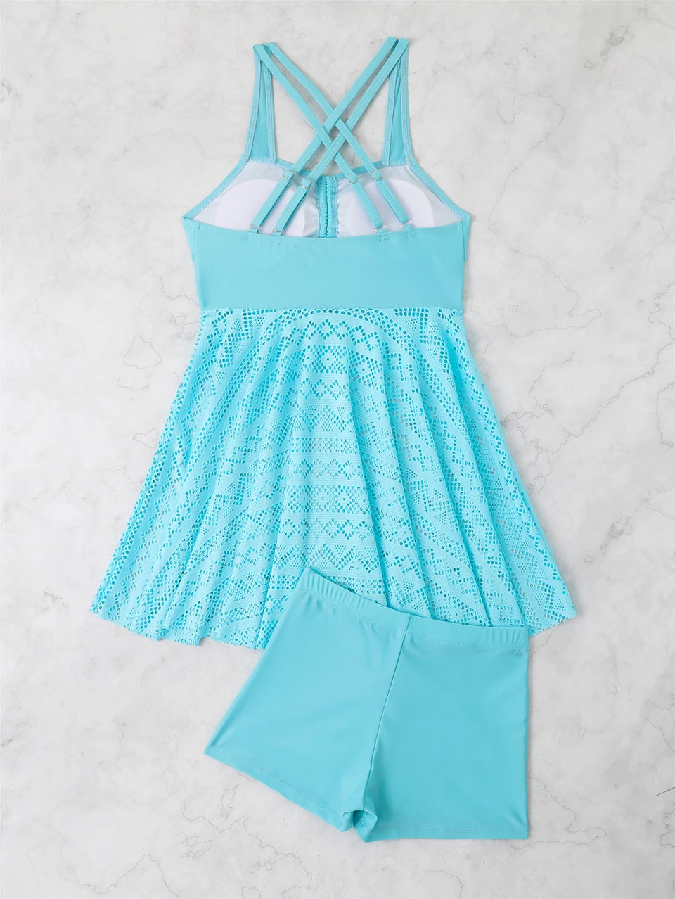 2 Pieces Front Drawstring Swimwear 2024 Women Hollow Out Swimsuit Beach Skirt Solid Tankini Female Bathers Swimming Beach Wear