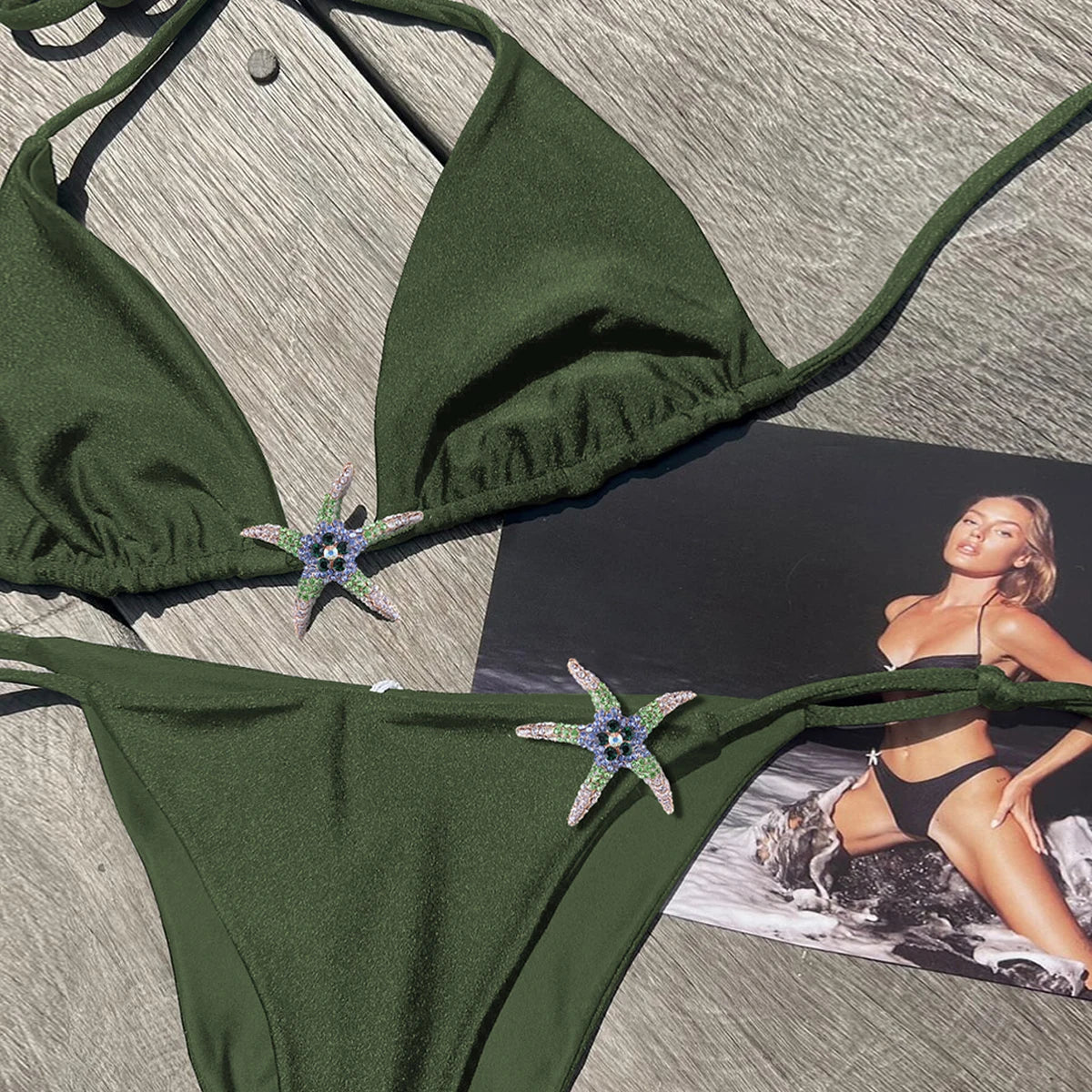 Shiny Star Bikinis Sexy Women Swimsuit Female Swimwear Bandeau Biquini Thong Triangle Swimming Suits Halter Bodysuit Beachwear