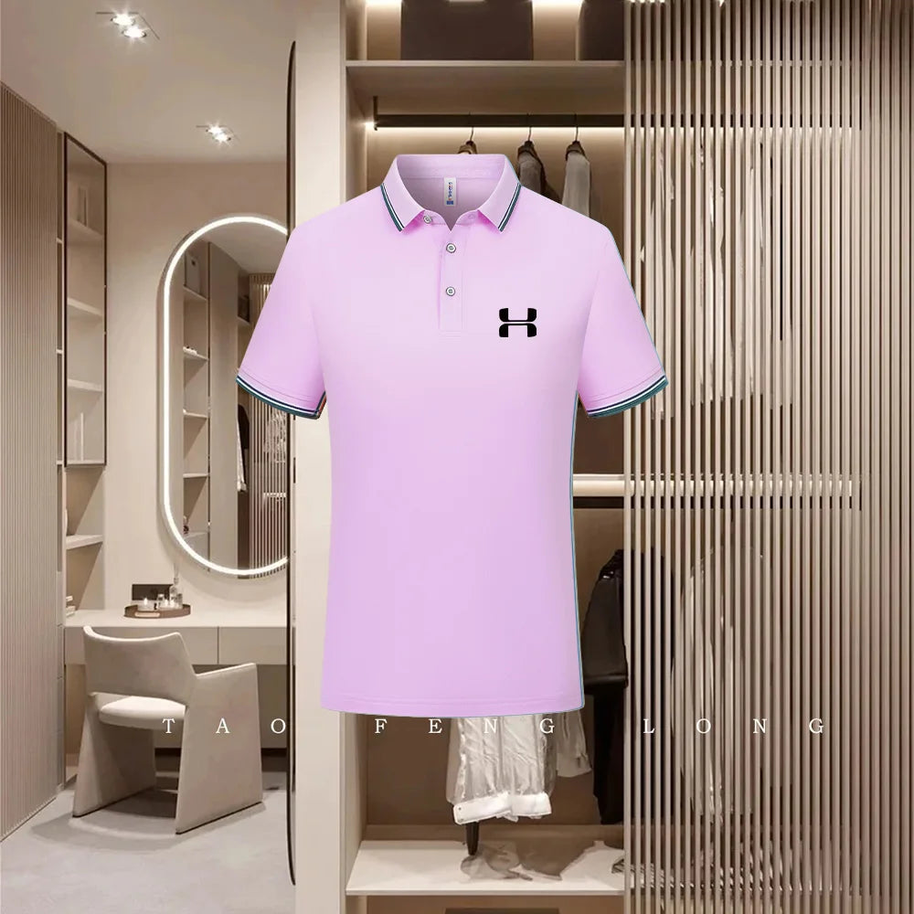 Golf Fashion Colorful Solid Color Collar Knitted Shirt Men's and Women's Casual 2026 Summer Short sleeved Top T-shirt