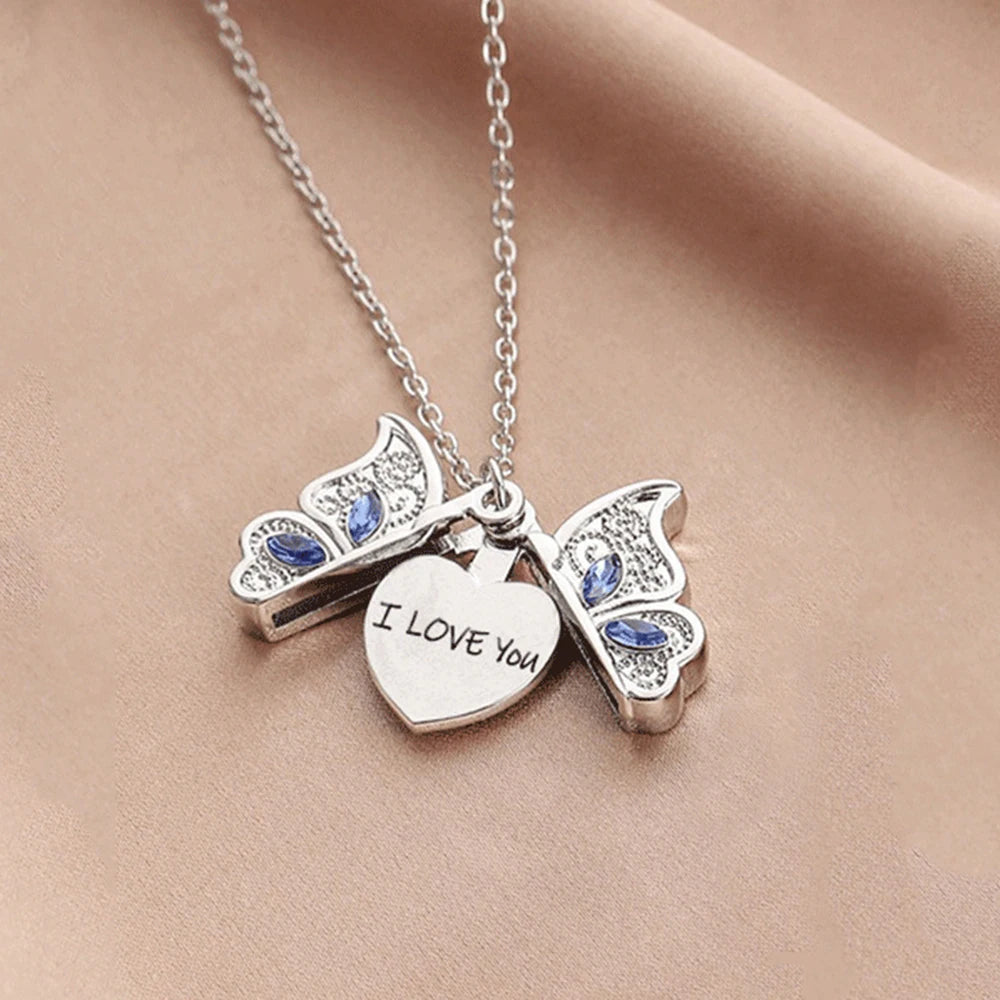 Fashion Butterfly Pendant Necklace Can Be Opened Engraved for Mom Or Girlfriend Birthday Valentine's Day Party Jewelry Gifts