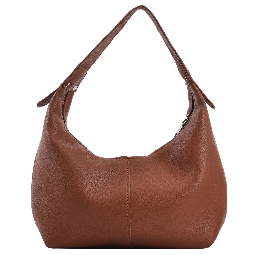 Luxury Design Hobo Handbags for Women 2024 Retro Vegan PU Leather Ladies Clutch Hand Bag Purse Female Small Tote Shoulder Bags