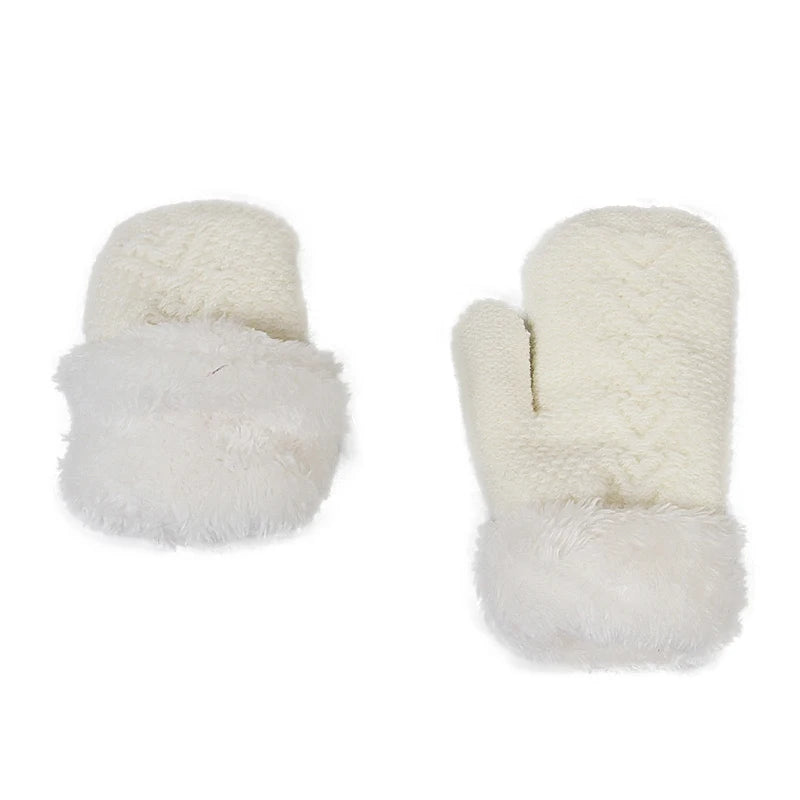 Kids Winter Hat Scarf Gloves Set Double Ball Fleece Lining Baby Hats for Boy Girl Solid Color Infant Knitting Beanie Cap 1-4Year