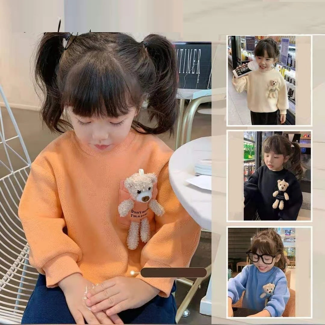 1 2 4 6 8 Years Baby Boys Sweatshirt Spring Kids Jacket Autumn Tops Cute Bear Pullover Children's Sweater Toddler Girls Clothes