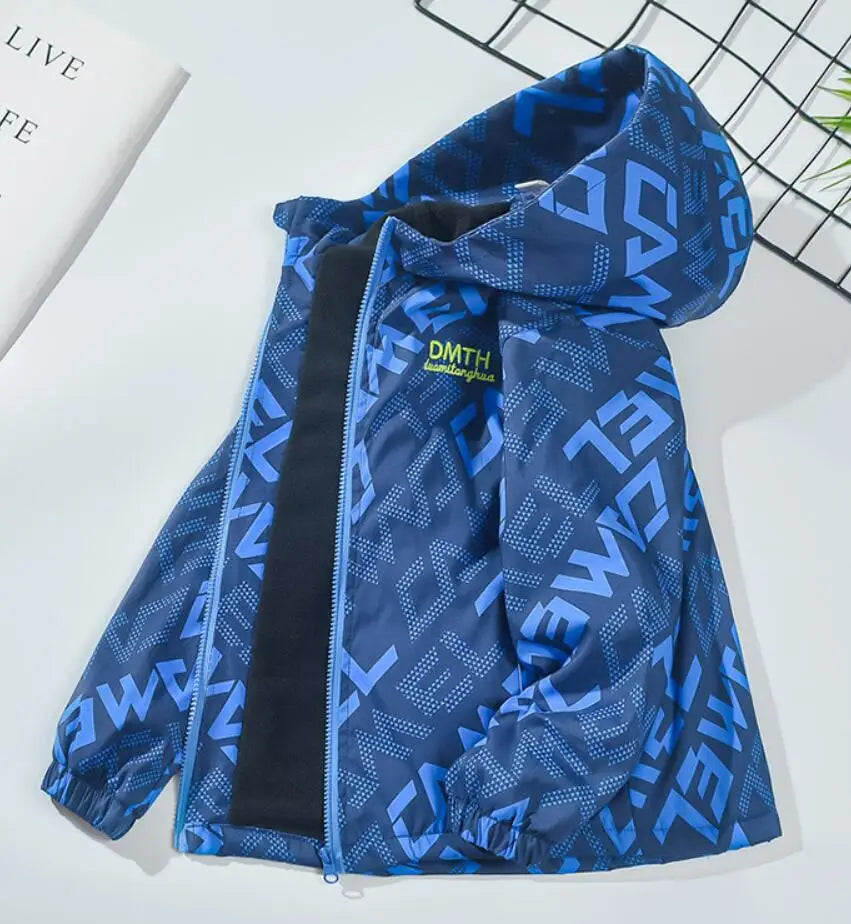 Boys Fashion Outdoor Jacket Thick Winter Waterproof Jackets For Kids Warm Clothes Autumn Boy's Windbreaker Hooded Coat