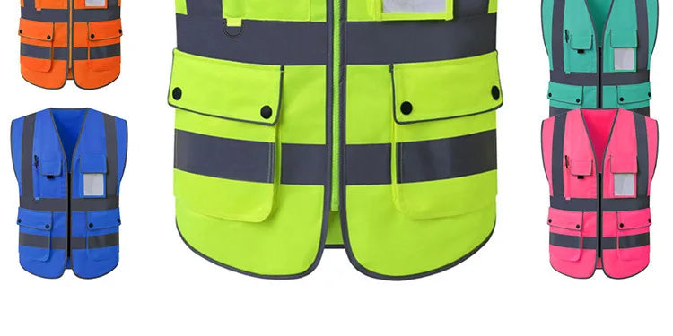 Size S-4XL Hi Vis Road Working Vest Outdoor Motorcycle Cycling  Waistcoat Clothing Workwear Jacket