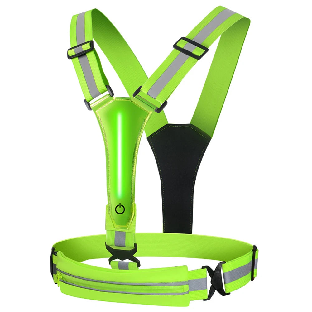 LED Reflective Vest Light Up Running Vest Adjustable Straps Cycling Safety Vest USB Rechargeable 3 Light Modes for Night Running