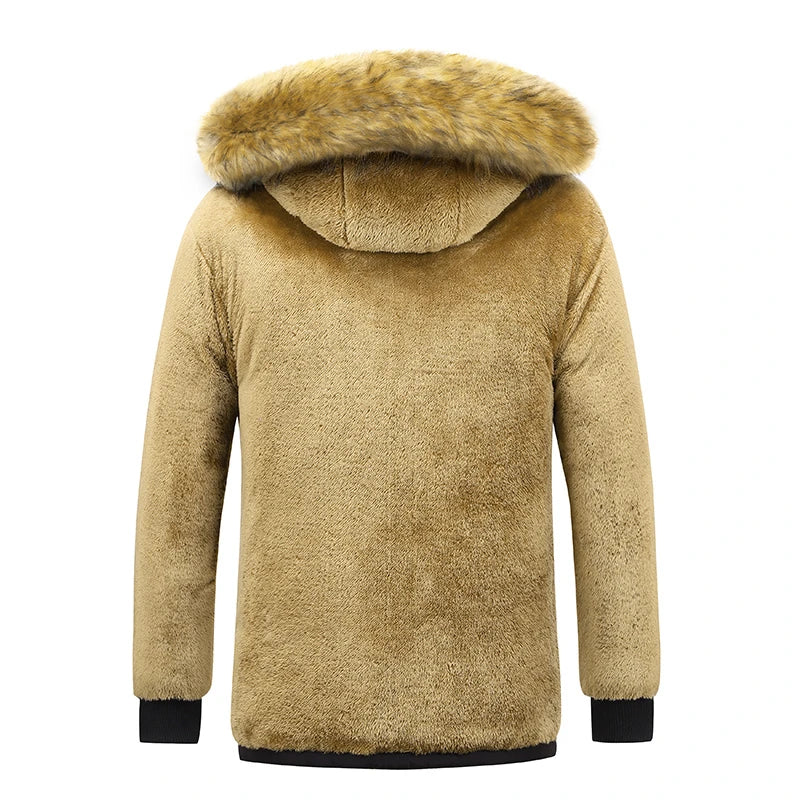 Men 2025 Winter New Windproof Fleece Warm Thick Jacket Parkas Coat Men Fashion Hooded Fur Collar Jacket Classic Casual Parka Men