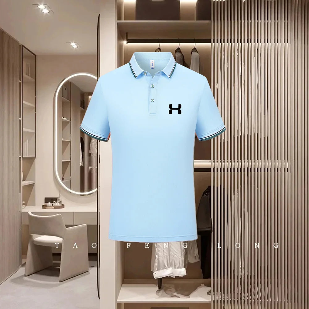 Golf Fashion Colorful Solid Color Collar Knitted Shirt Men's and Women's Casual 2026 Summer Short sleeved Top T-shirt