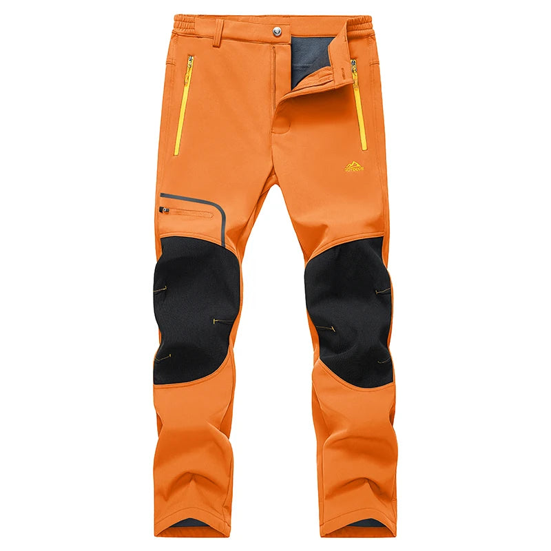 MAGCOMSEN Fleece Pants Men's Snow Ski Pants Windproof Shell Hiking Pants with 4 Zipper Pockets Winter Waterproof Trousers